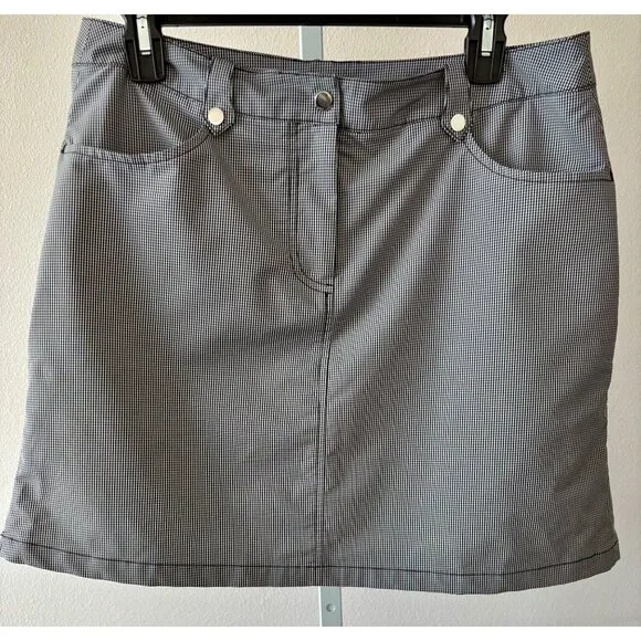 IBKÜL Golf Skort 8 Gingham Check Pleated Hem UPF 50 Activewear Tenniscore Preppy - Picture 11 of 13